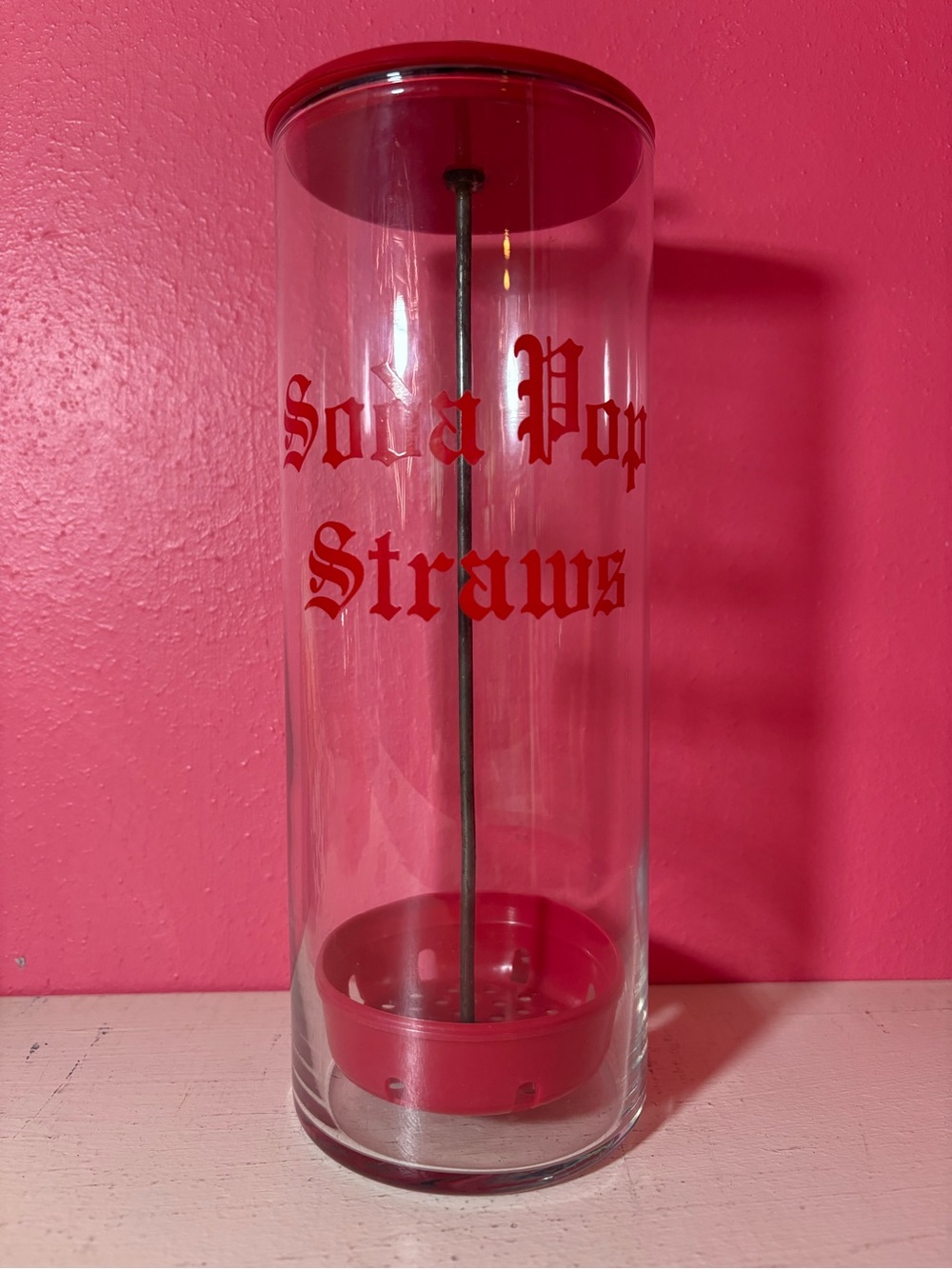 Vintage GUC Soda Pop Straws Tall Clear Glass Dispenser Kitchen Display Home Cute